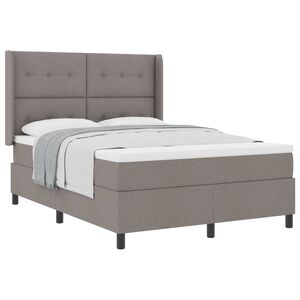 vidaXL Boxspringbed met kussen met hoofdeinde Taupe 190 x 140 cm Stof