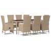 vidaXL 9-delige Tuinset met kussens poly rattan beige