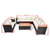 vidaXL 6-delige Loungeset met kussens poly rattan zwart