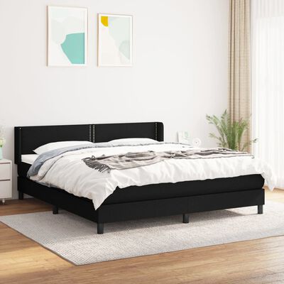 vidaXL Boxspring met matras stof zwart 160x200 cm