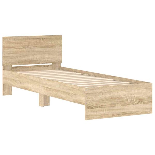 vidaXL Bedframe met hoofdbord zonder matras sonoma eiken 75x190 cm