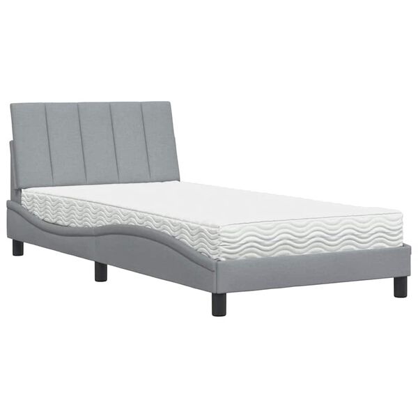 vidaXL Bed met matras "Hanko" stof lichtgrijs 100x200 cm