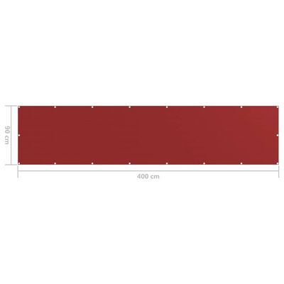 vidaXL Balkonscherm 90x400 cm HDPE rood