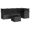 vidaXL 6-delige Loungeset met kussens poly rattan zwart