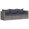 vidaXL 3-delige Loungeset met kussens poly rattan grijs