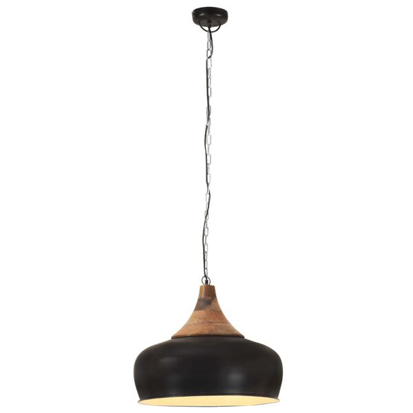 vidaXL Hanglamp industrieel E27 45 cm ijzer en massief hout zwart