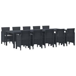 vidaXL Tuin Eet Set met Kussens 11 pcs Antraciet en Lichtgrijs