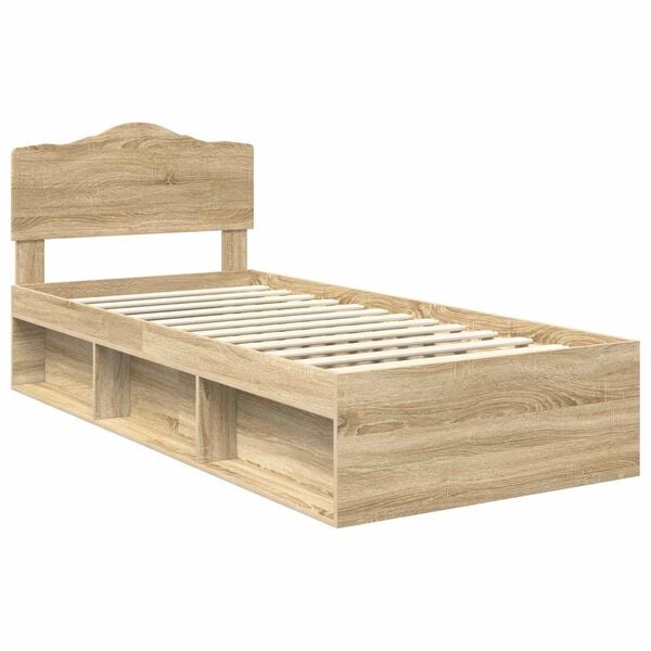 vidaXL Bedframe Sonoma Eiken 75 x 190 cm Massief grenenhout