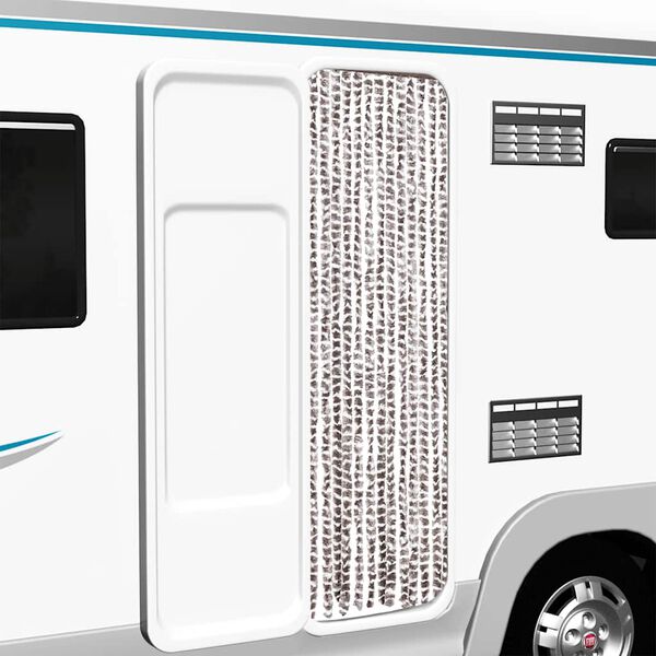 vidaXL Vliegengordijn 56x200 cm chenille taupe en wit