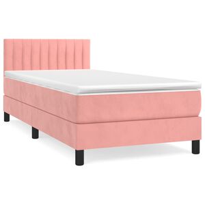 vidaXL Boxspring met matras fluweel roze 80x200 cm