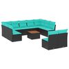 vidaXL 12-delige Loungeset met kussens poly rattan zwart