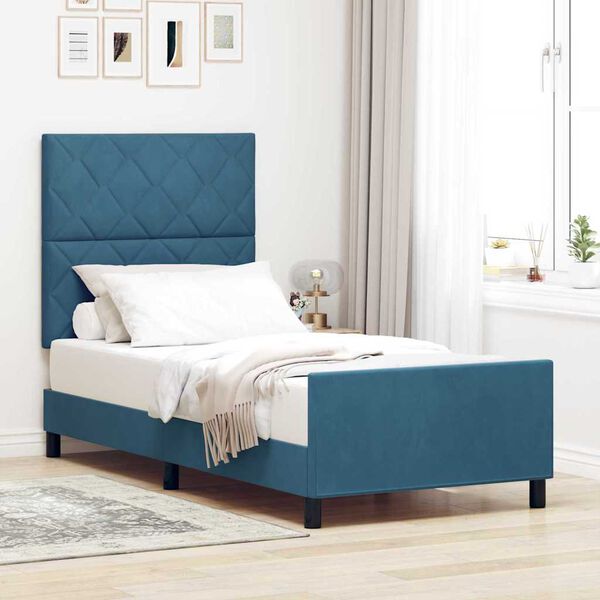 vidaXL Boxspringbed met hoofdeinde Donkerblauw 90 x 190 cm Fluweel