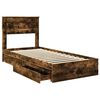 vidaXL Opslag bed met lade Gerookt eiken 75 x 190 cm Bewerkt hout