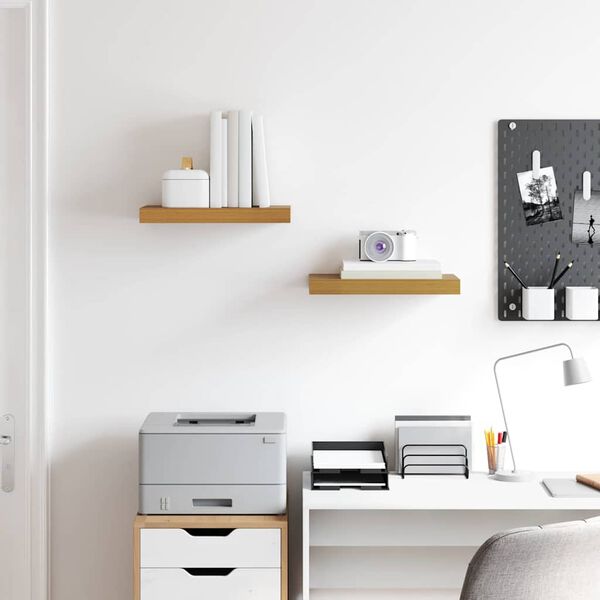 vidaXL Wandplank met opslag 2 pcs Beige 40 x 23,5 x 4 cm Bewerkt hout