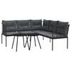 vidaXL Loungeset met kussens staal en textileen zwart