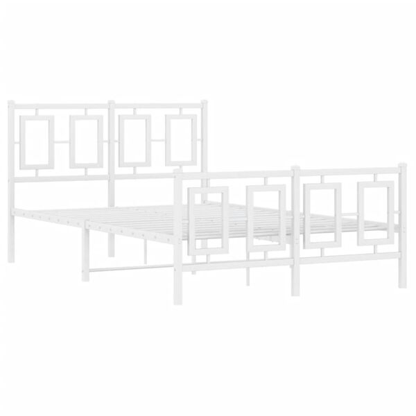 vidaXL Bedframe met hoofd- en voeteneinde metaal wit 120 x 190 cm