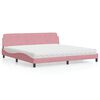 vidaXL Bed met matras "Dover" fluweel roze 200x200 cm