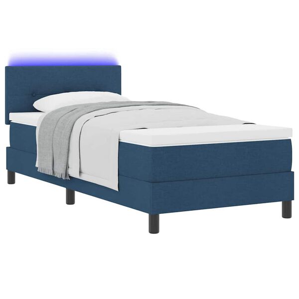 vidaXL Boxspring bed met matras met hoofdeinde Blauw 90 x 200 cm Stof
