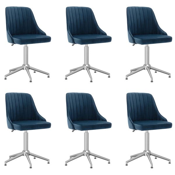 vidaXL Eetkamerstoelen draaibaar 6 st fluweel blauw