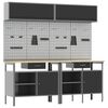 vidaXL Werkbankset met lade 8 pcs Zwart en Grijs Gepoedercoat staal
