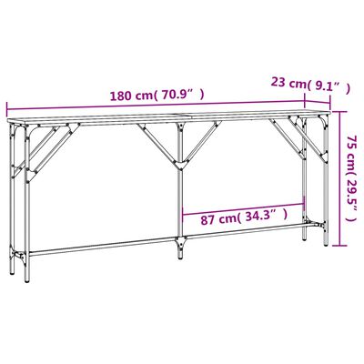 vidaXL Wandtafel 180x23x75 cm bewerkt hout zwart