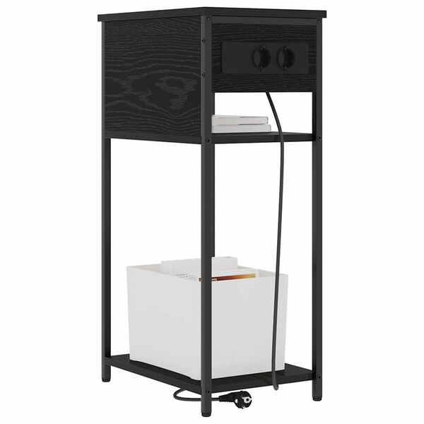 vidaXL Nachtkastje Zwart Eiken 41 x 28 x 76 cm Bewerkt hout