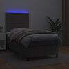 vidaXL Boxspring met matras en LED kunstleer grijs 100x200 cm
