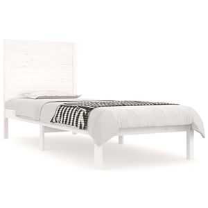 vidaXL Bedframe massief hout wit 75x190 cm