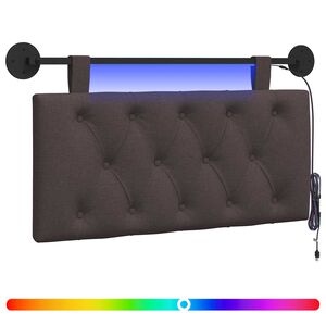 vidaXL Hangend hoofdbord Met LED-verlichting Donkerbruin Stof