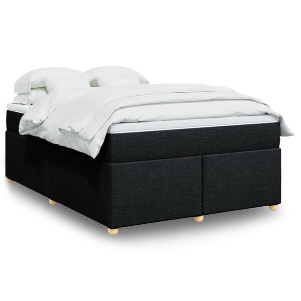 vidaXL Boxspring met matras stof zwart 140x190 cm