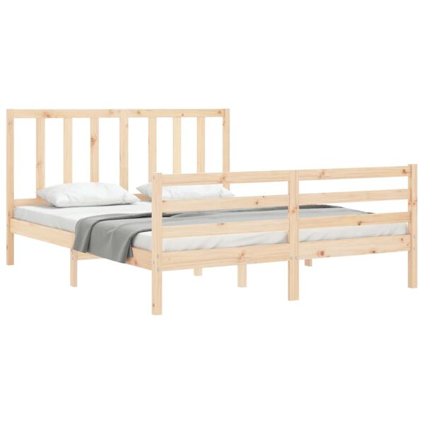vidaXL Bedframe met hoofdbord massief hout