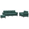 vidaXL 3-delige Loungeset met kussens fluweel donkergroen