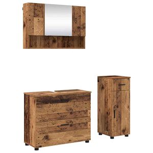 vidaXL Badkamermeubelset 3 st Oud Hout Geperst Hout en Metaal