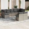 vidaXL 9-delige Loungeset met kussens poly rattan grijs
