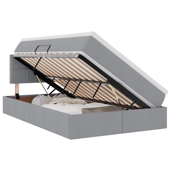 vidaXL Opbergbed met LED met matras Lichtgrijs 120 x 190 cm Stof