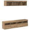vidaXL TV Wand Eenheden met LED 5 st Artisan Eiken Bewerkt hout