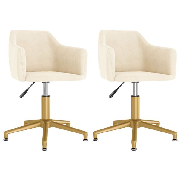 vidaXL Eetkamerstoelen draaibaar 2 st fluweel cr&egrave;mekleurig