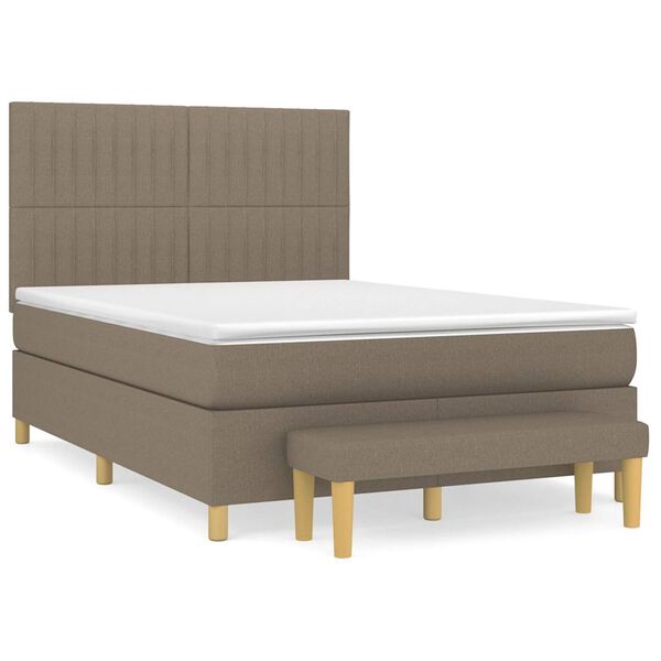 vidaXL Boxspring met matras stof taupe 140x190 cm
