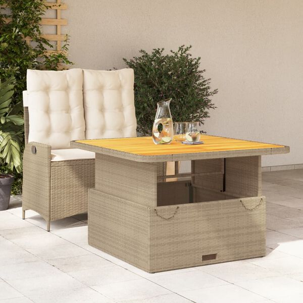 vidaXL 2-delige Tuinset met kussens poly rattan beige