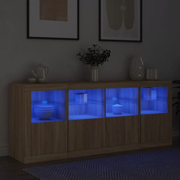 vidaXL Dressoir met LED-verlichting 163x37x67 cm sonoma eikenkleurig