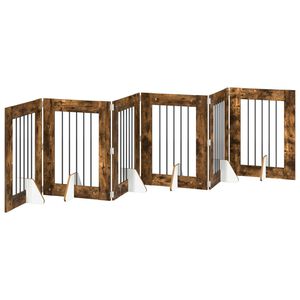 vidaXL Opvouwbaar hondenhek met standaards 6 st Gerookt eiken 362 cm