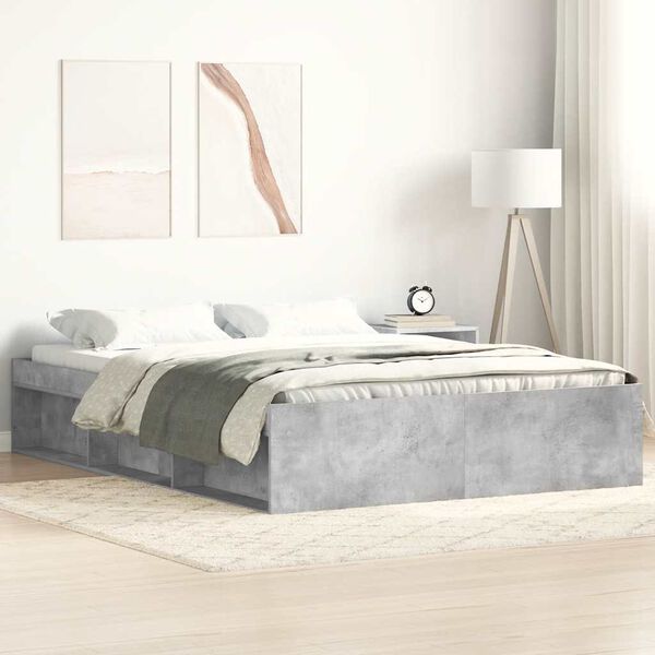 vidaXL Bedframe betongrijs 140x200 cm