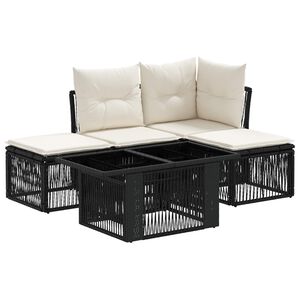 vidaXL Tuinbankenset 5 st Zwart poly rattan