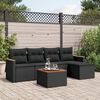vidaXL 6-delige Loungeset met kussens poly rattan zwart