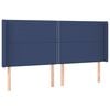 vidaXL Hoofdbord met randen 203x16x118/128 cm stof blauw