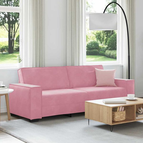 vidaXL Driezitsbank 220x78x84 cm fluweel roze