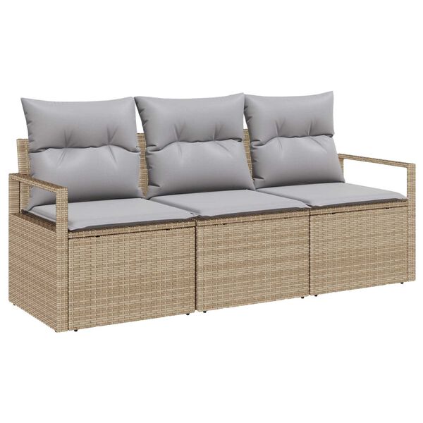 vidaXL Bankstel 3 pcs Beige poly rattan