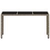 vidaXL Tuintafel met glazen blad 150x90x75 cm poly rattan lichtgrijs