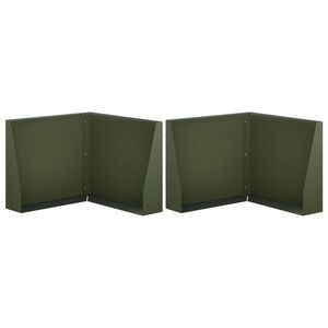 vidaXL Keerwand 2 st 50 x 50 x 40 cm Staal Olijfgroen