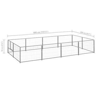 vidaXL Hondenkennel 8 m² staal zilverkleurig